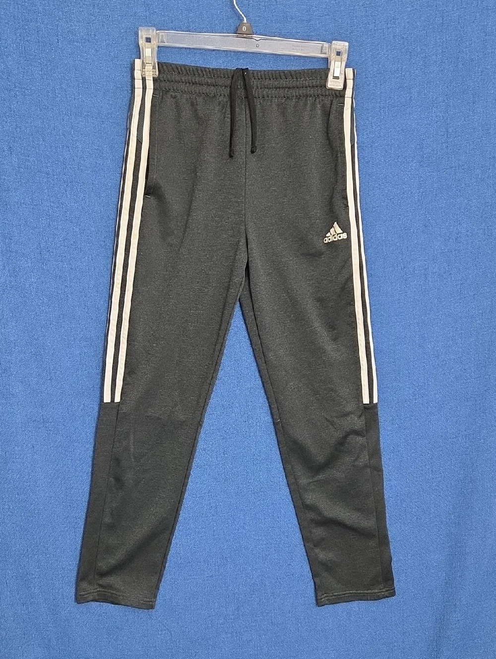 Adidas Charcoal Gray Joggers with White Side Stripes
